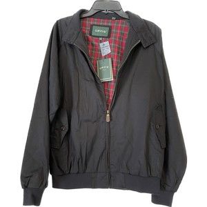 Orvis Waxed Weatherbreaker Bomber Jacket Black Mens Size Medium Tartan Lined New